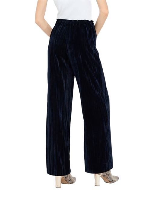 Pantaloni da donna in velluto colore blu marino LIU JO | CF5404-T094A94028